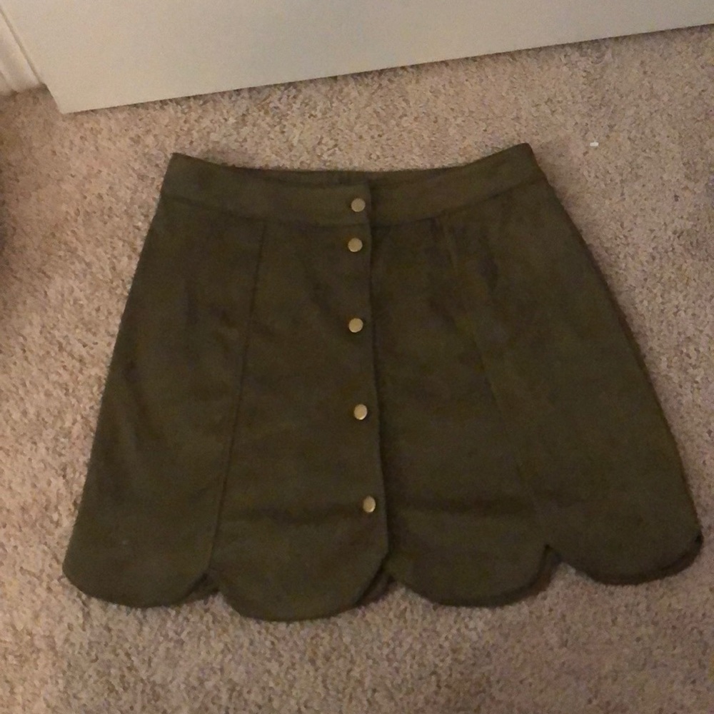 Suede olive skirt